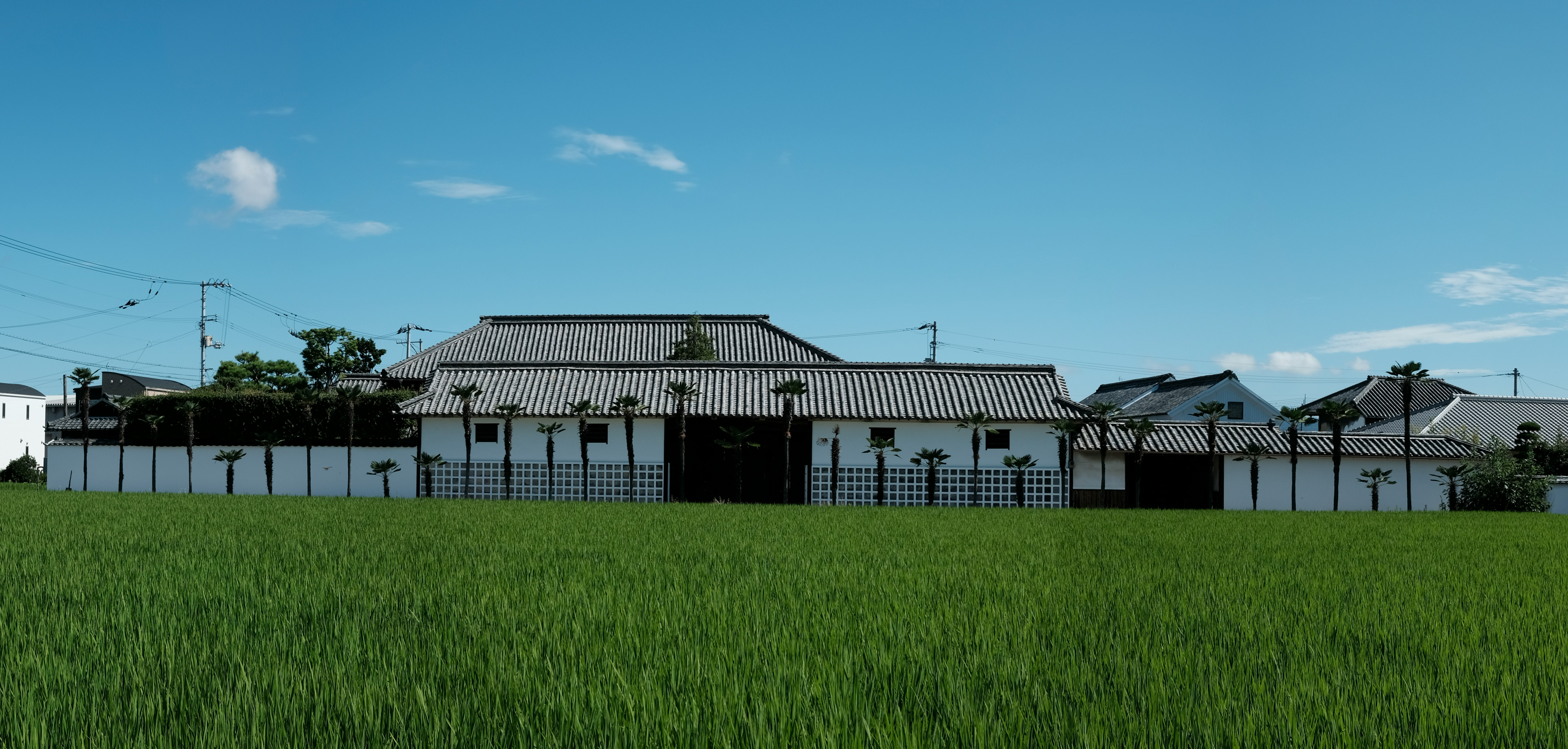 white and black house on green grass field under blue sky during daytime